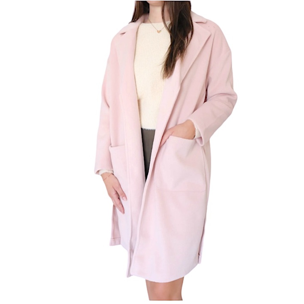 New Nuage Wool Blend Lapel Collar Duster Coat Size L|G